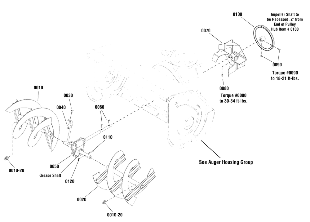 Auger Drive Group Diagram and Parts List for BP2138S (1696160-00)(2012) Briggs and Stratton Snow Blower